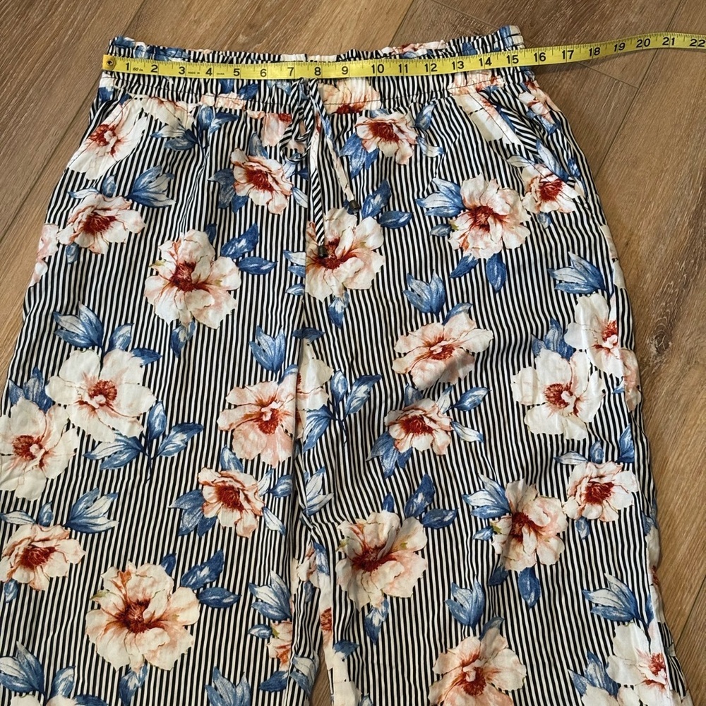 Joe B Women’s Black Stripped Floral Pants SIZE XL Wide‎ Leg - Picture 6 of 8